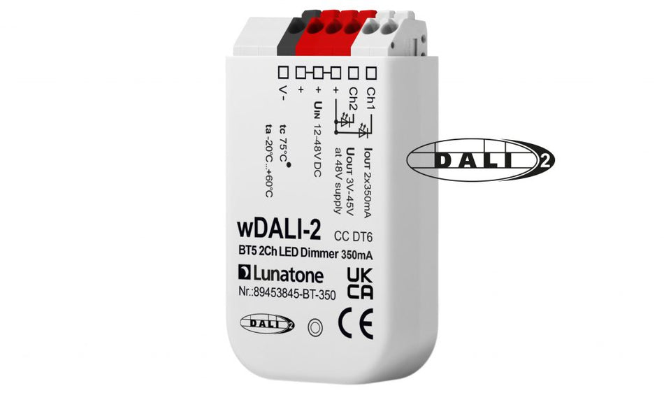 Lunatone wDALI-2 Bluetooth 5 2 Ch LED Dimmer CC DT6